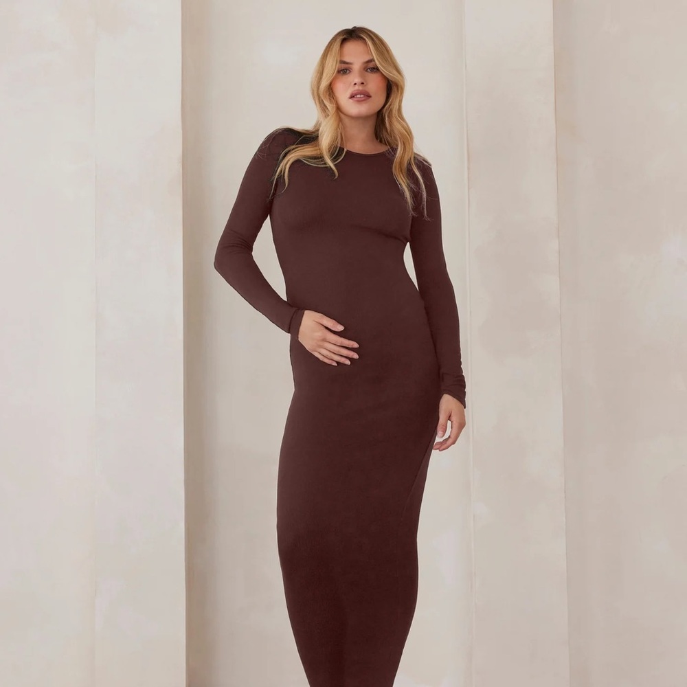 Bumpsuit Soft Rib Maxi Long Sleeve Dress - NWT